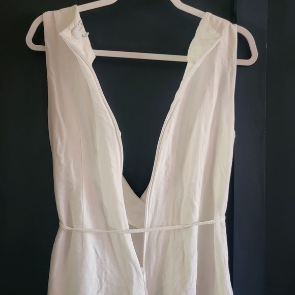 Rosetta Getty White‎ Sleeveless Wide Leg Linen Blend Cropped Apron Wrap Jumpsuit - Picture 11 of 16